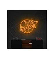 Dünya ve Uçak Figürlü Neon Tabela