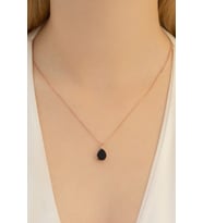 Safir Taşlı Damla Model Kadın Gümüş Kolye Gkldmltsmd3-ros