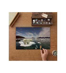 Kutup Ayısı - Küresel Isınma Tasarımı 240 parça Ahşap Puzzle Ahşap Kutuda MP01939