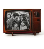 Kişiye Özel Retro TV Tasarımlı Ahşap Fotoğraf Çerçevesi - Nostaljik Masaüstü Resimlik Hediye