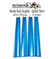 Buzlu Rulo Şeffaf Mavi Kaplık 4 Adet 40x150 cm Defter Kitap Kaplığı Okul Öğrenci Rulo Kaplık