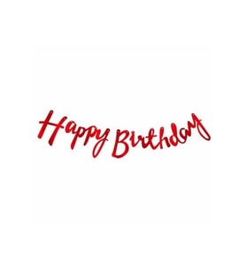 Kaligrafi Banner Kırmızı Happy Birthday M236