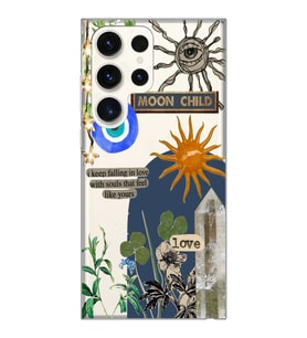 Samsung Galaxy S23 ULTRA Uyumlu Moon Child Desenli Şeffaf Telefon Kılıfı