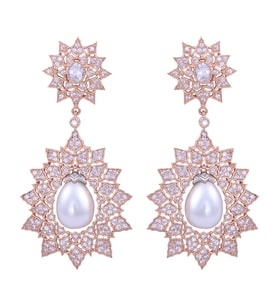 İncili Rose Gold Yıldız Gümüş Küpe (Rose - Gold)