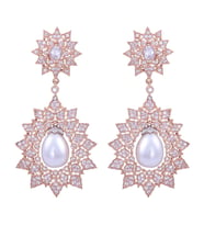 İncili Rose Gold Yıldız Gümüş Küpe (Rose - Gold)