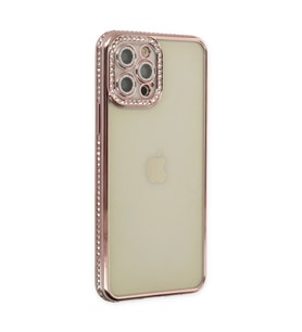 Apple İphone 12 Pro Kılıf Joke Taşlı Silikon - Pembe
