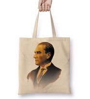 Mustafa Kemal Atatürk 05 Bez Çanta Uzun Saplı
