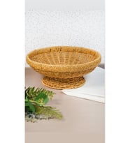 Yuvarlak 28cm Ayaklı Meyvelik 700787 Dekoratif Hasır Masa Üstü Meyvelik