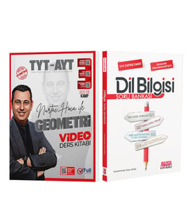 Full Matematik TYT AYT Geometri Video Ders Kitabı ve AKM Dil Bilgisi Soru Bankası Seti 2 Kitap