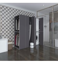 Kenzlife çamaşır-kurutma makinesi dolabı ve giysi dolabı bistami sol gri 180*160*60  banyo (Beyaz)