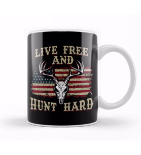 Live Free and Hunt Hard Patriotic Hunting USA Kupa Bardak Porselen