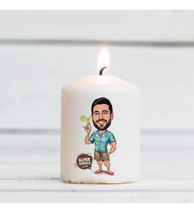 Kişiye Özel Karikatürlü Tatili Çok Severim Mum