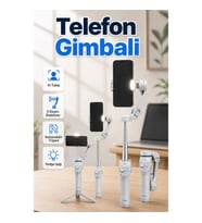 AI Takipli 3 Eksen Telefon Gimbali – Katlanabilir Tripod ve Dahili Dolgu Işıklı Stabilizer