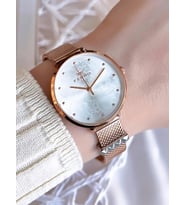 Ferro Hasır Kordonlu Rose Gold Kararmaz Renk Atmaz 3 Atm  Özel Tasarım Kadın Kol Saati BF21087CWT-C