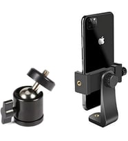 Telefon Tripod Tutucu Başlık + Tripod 90° Yönlendirme Aparatı 360 Derece Dönebilen Başlık Tüm Tripodlara Uyumlu Metal Mafsal Aparatı P231 (P231 telefon tutucu + Mafsal)