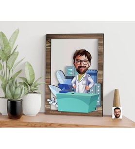 BK Gift Kişiye Özel Erkek Eczacı Karikatürlü 3D Ahşap Tablo, Sevgiliye Hediye, Arkadaşa Hediye, Yıl Dönümü Hediyesi, Doğum Günü Hediyesi-4
