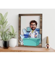 BK Gift Kişiye Özel Erkek Eczacı Karikatürlü 3D Ahşap Tablo, Sevgiliye Hediye, Arkadaşa Hediye, Yıl Dönümü Hediyesi, Doğum Günü Hediyesi-4