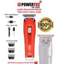 POWERTEC TR-1515 Lazer Epilasyon Öncesi Tıraş Makinesi Sakal-Ense-Vücut