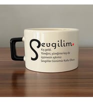 Sevgilim Baskılı Siyah Kulplu C Fincan