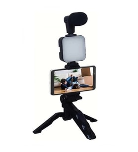 Mey İthalat® Telefon Tutucu Mikrofonlu Işıklı Youtuber Video Kayıt
