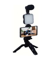 Mey İthalat® Telefon Tutucu Mikrofonlu Işıklı Youtuber Video Kayıt