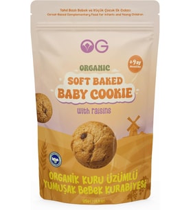 Organik Kuru Üzümlü Yumuşak Bebek Kurabiyesi, 125 Gr