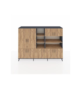Hyperion Dolap 14 Raflı 9 Kapaklı 220x44x163 Antrasit-Çam