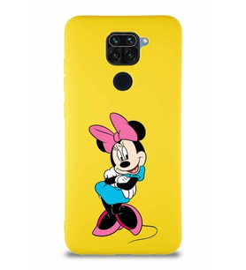 Xiaomi Redmi Note 9 Soft Premier Kapak Minnie Mouse-D Tasarımlı Silikon Kılıf - Sarı (Şeffaf)