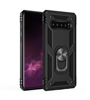 Samsung Galaxy S10 Kılıf Metal For Car Yüzüklü Standlı Military Ring Serisi (Siyah)