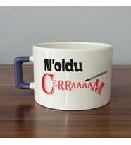 Noldu Cerraaaam Baskılı Mor Kulplu C Fincan
