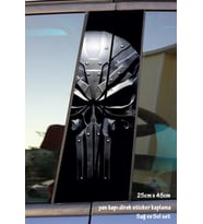 skull iskelet kafa sticker yan kapı direk kaplama 2li sol sağ takım yapıştırma