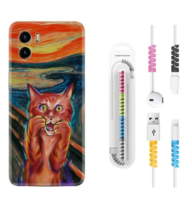 Vivo Y15S Y32 Y33S Y51 Y53S Kılıf Kablo Koruma Spiral Silikon Tablo Cat 1788