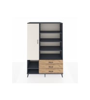 Hyperion Dolap 9 Raflı 3 Çekmeceli Tek Kapaklı  132x44x195 Antrasit-Aytaşı/Çam