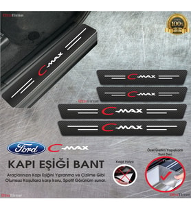 Ford C Max Logolu Karbon Kapı Eşiği Koruyucu Suni Deri 4'lü Set