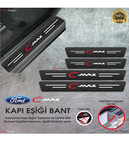 Ford C Max Logolu Karbon Kapı Eşiği Koruyucu Suni Deri 4'lü Set