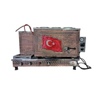 3 demlikli Bakır çay ocağı Türk Bayrak Model 3 Gözlü Bakır Çay Kazanı Sadece Elektrikli Bakır Çay Semaveri ETS sistemli Bakır Çay Makinesi