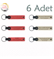N Çiçeği & S Kahve, 6’lı Set, İsim Yazılabilen Deri Anahtarlık, Aile Pikniklerine Anlamlı Sürpriz