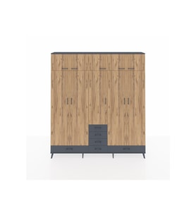 Arges Dolap 6 Raflı 6 Çekmeceli 4 Askılı 220x30x243 Antrasit-Çam/Antrasit