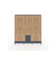 Arges Dolap 6 Raflı 6 Çekmeceli 4 Askılı 220x30x243 Antrasit-Çam/Antrasit