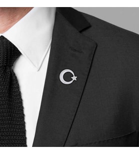 Ay Yıldız Model 925 Ayar Gümüş Erkek Yaka Hediyelik Broş