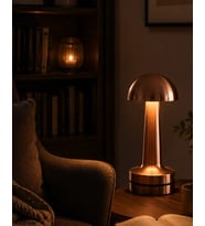 Northcity Dokunmatik Mantar Gece Lambası Bronz LED Masa Aydınlatması - Kablosuz Şarjlı 3 Modlu