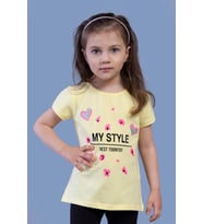 Toontoy Kız Çocuk Kalp Baskılı Tişört (Sarı)