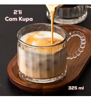 Perotti 15864 ingo Line Color Füme Cam 2'li Cam Kupa Boncuklu Kulp Bardak 325 ml
