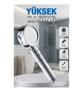 3 Modlu Yüksek Basınç Kolay Montajlı Duş Başlığı