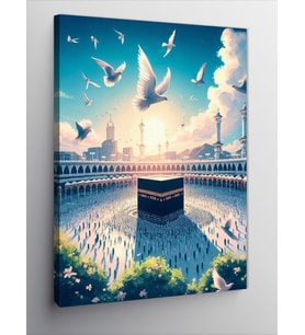 Kanvas Tablo Beyaz Güvercinler Ve Kabe