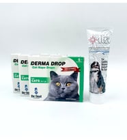 Kediler İçin Deri Bakım Damlası 3 kutu + Multivitamin (Şeffaf)