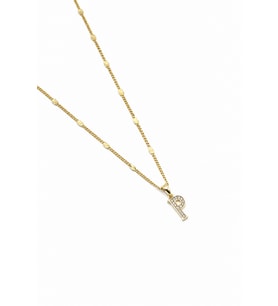 Xuping Gold Renkli, Zirkon Taşlı P Harfi Kolyesi - 45 cm (Anti-Alerjik)