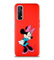 Realme 7 Soft Premier Kapak Minnie Mouse-F Tasarımlı Silikon Kılıf - Kırmızı (Şeffaf)