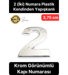 No 2 Kapı Numarası Kendinden Yapışkanlı Masa Dolap Plastik Ev Posta Kutusu Dış Mekan Daire 3,75 cm