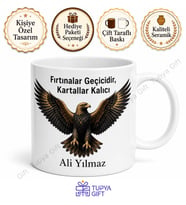 Kartal Temalı Baskılı Kupa Bardak Özel Tasarım Hediye Porselen Mug
